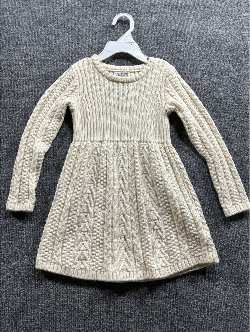 Rachel Zoe Girls' Ivory Cable Knit Sweater Dress Size XS (4)